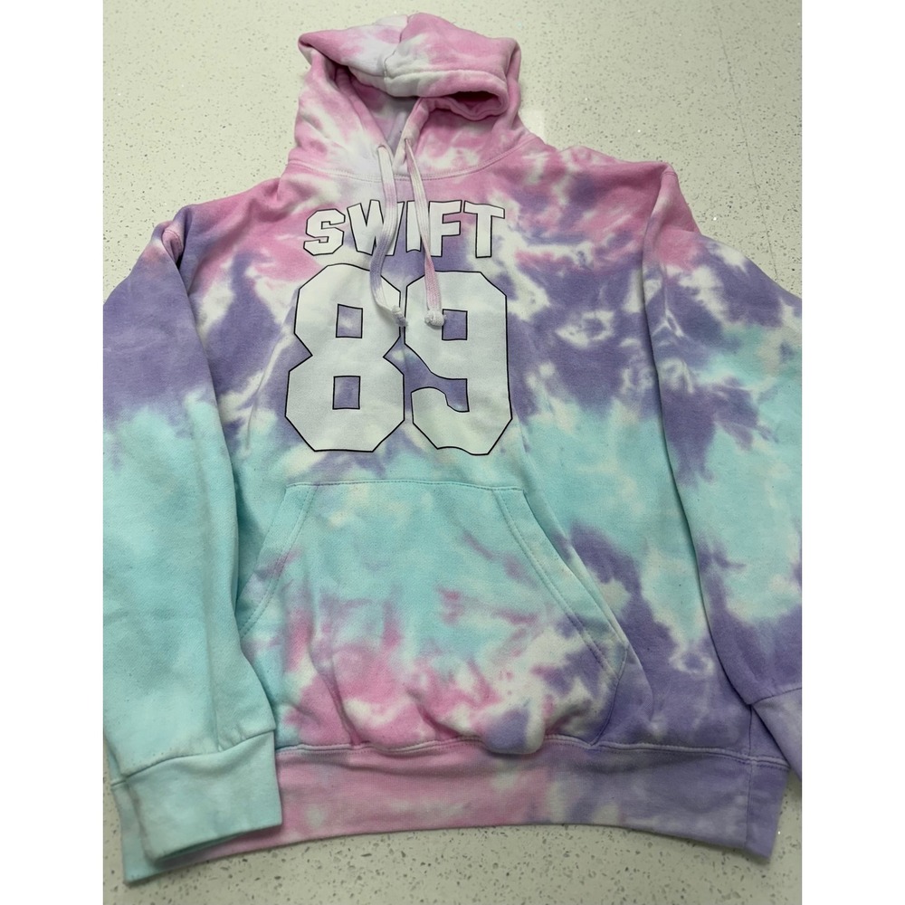 Colortone Taylor Swift‎ 89 Tie Dye Hoodie Pastel Pink Purple Teal Tour L women